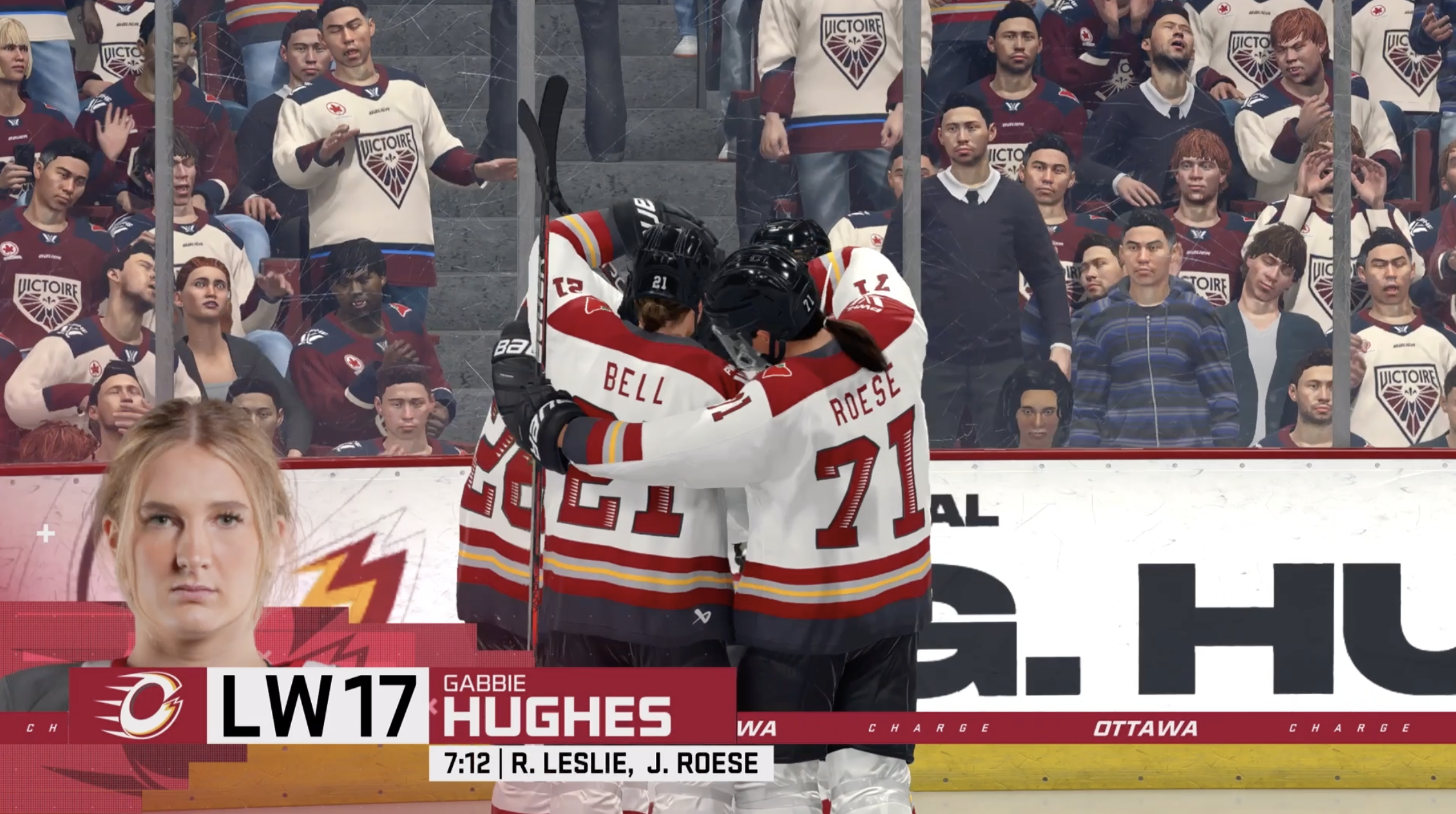 Ottawa celebrates their first goal of the game from Hughes