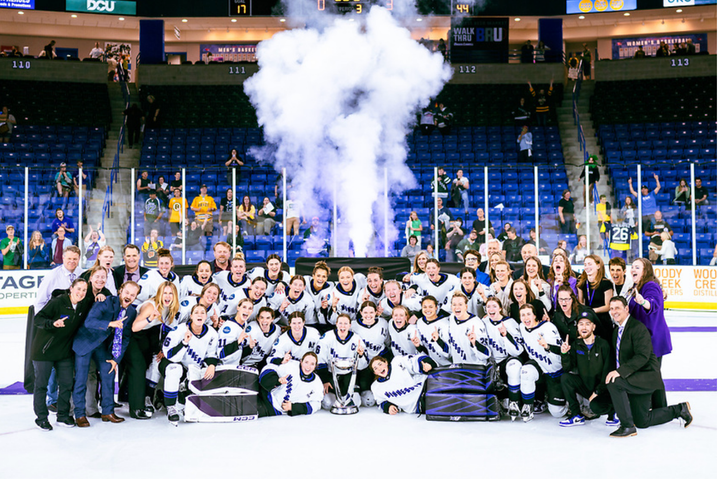 Minnesota poses for a team photo with all players and staff after winning the Walter Cup. 