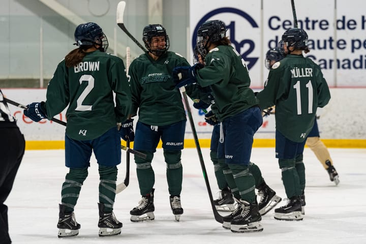 PWHL Boston celebrates a goal (Photo Cred: PWHL)