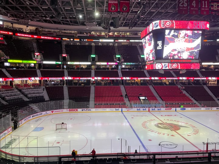 A photo of inside the Canadian Tire Centre.