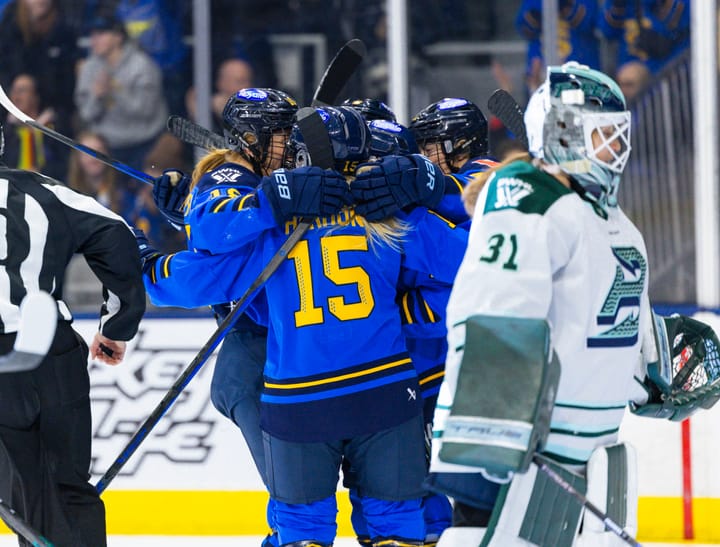 Toronto celebrates scoring on Aerin Frankel